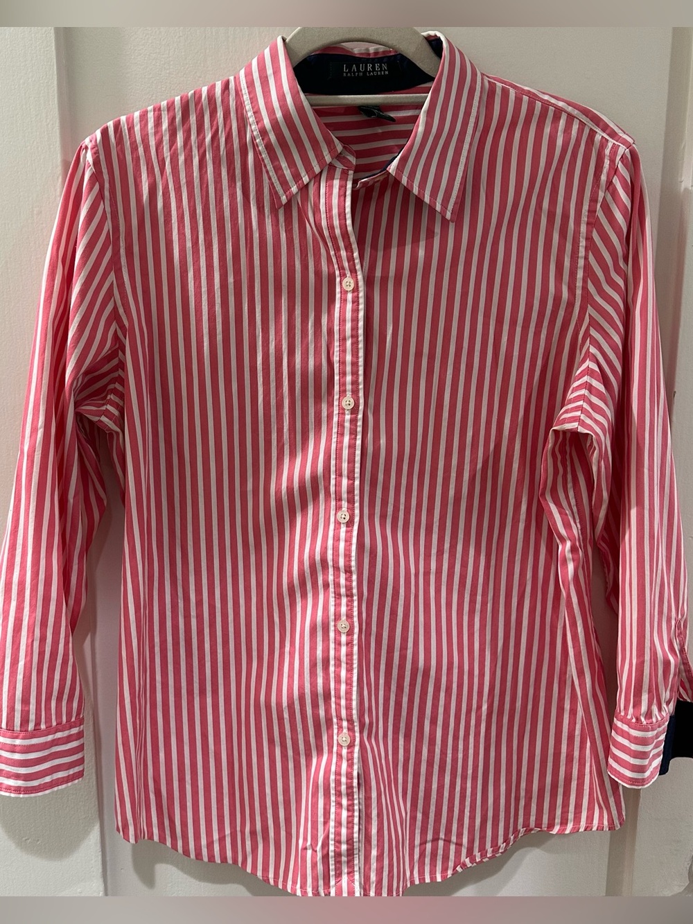 Ralph Lauren Pink and White Striped Button-Down Shirt